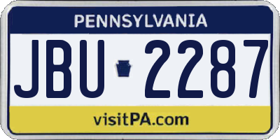 PA license plate JBU2287