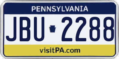 PA license plate JBU2288