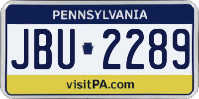 PA license plate JBU2289