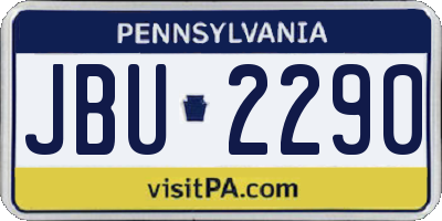 PA license plate JBU2290