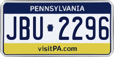 PA license plate JBU2296