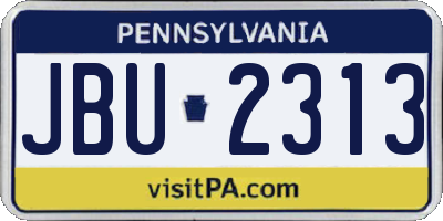 PA license plate JBU2313