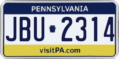 PA license plate JBU2314