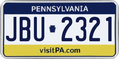 PA license plate JBU2321