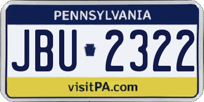 PA license plate JBU2322
