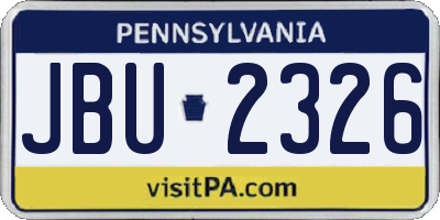 PA license plate JBU2326