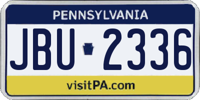 PA license plate JBU2336