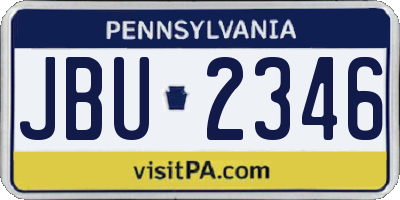 PA license plate JBU2346