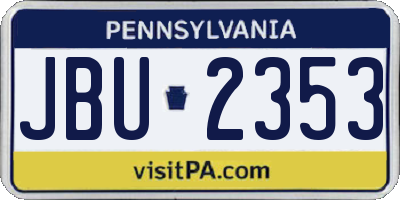 PA license plate JBU2353