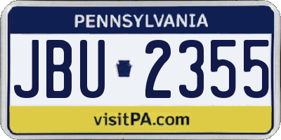 PA license plate JBU2355