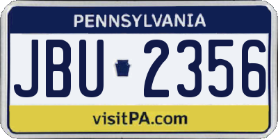 PA license plate JBU2356