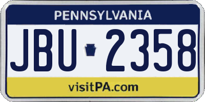 PA license plate JBU2358