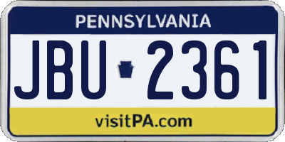 PA license plate JBU2361