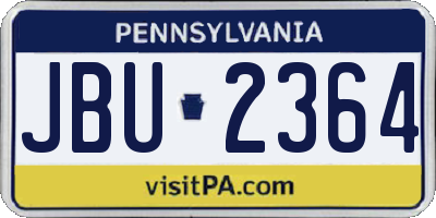PA license plate JBU2364