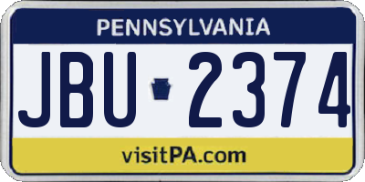 PA license plate JBU2374