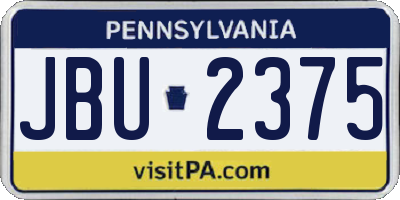 PA license plate JBU2375