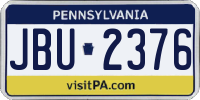 PA license plate JBU2376