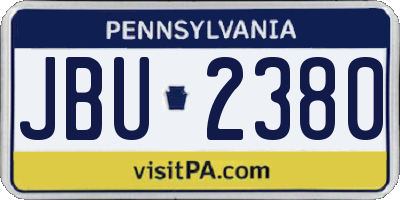 PA license plate JBU2380