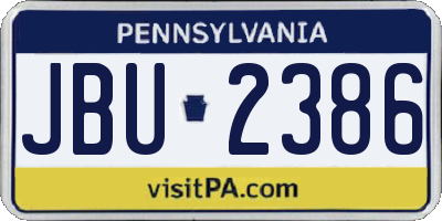 PA license plate JBU2386
