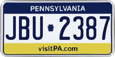 PA license plate JBU2387