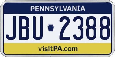 PA license plate JBU2388