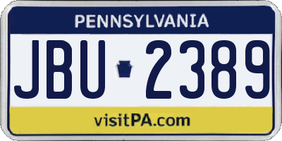 PA license plate JBU2389