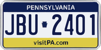 PA license plate JBU2401