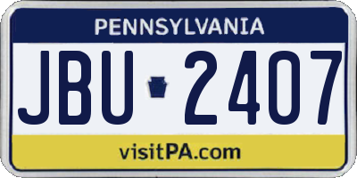 PA license plate JBU2407