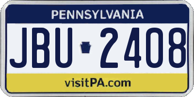 PA license plate JBU2408