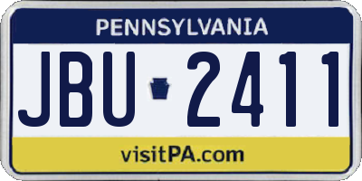 PA license plate JBU2411