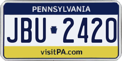 PA license plate JBU2420