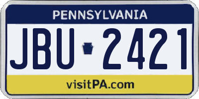 PA license plate JBU2421