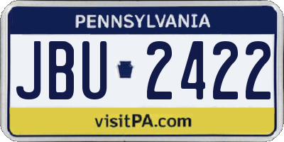 PA license plate JBU2422