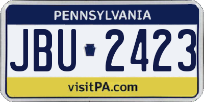 PA license plate JBU2423