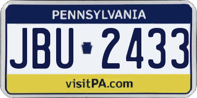 PA license plate JBU2433