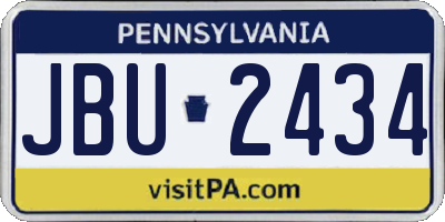 PA license plate JBU2434