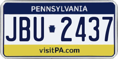 PA license plate JBU2437