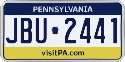 PA license plate JBU2441