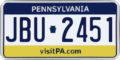 PA license plate JBU2451