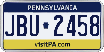 PA license plate JBU2458