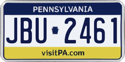 PA license plate JBU2461