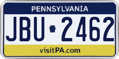 PA license plate JBU2462