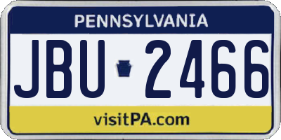 PA license plate JBU2466