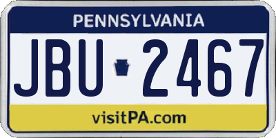 PA license plate JBU2467