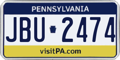 PA license plate JBU2474