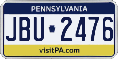 PA license plate JBU2476