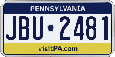 PA license plate JBU2481