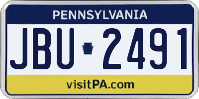PA license plate JBU2491