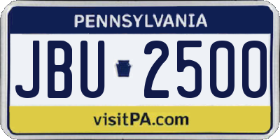 PA license plate JBU2500