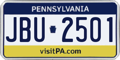 PA license plate JBU2501